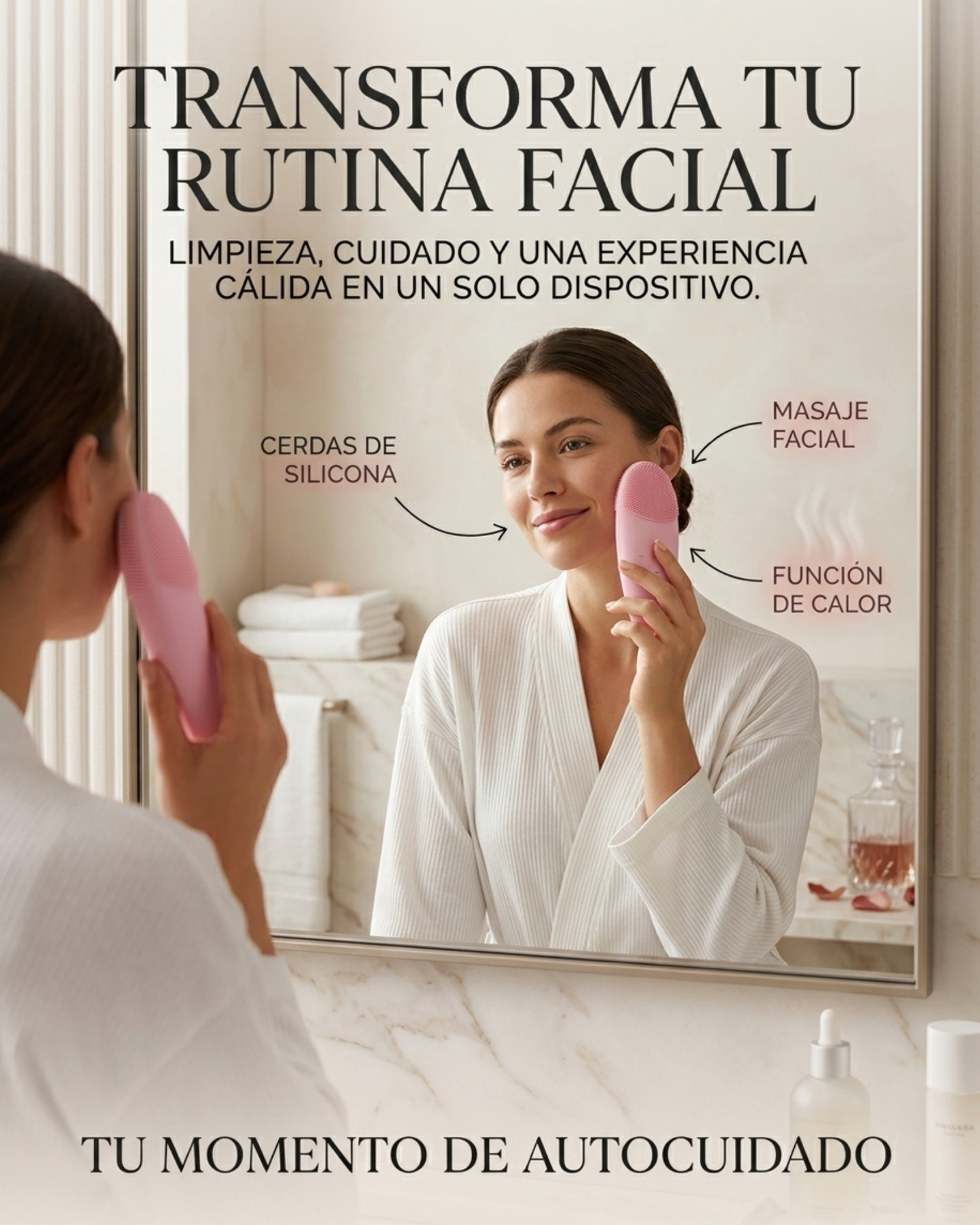 Cepillo Facial Eléctrico con Calor - Limpieza Profunda Antiedad